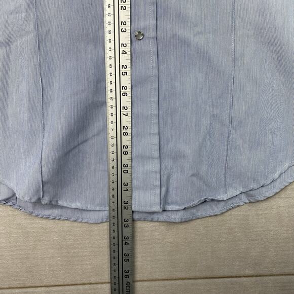 Tem Tex Western Shirt Mens 2XL Blue Micro Stripe Pearl Snap Pockets Cowboy Vtg - Picture 7 of 10